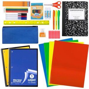 45 Piece School Supply Kit for Grades K-12 - Essentials Including Pens, NoteBook
